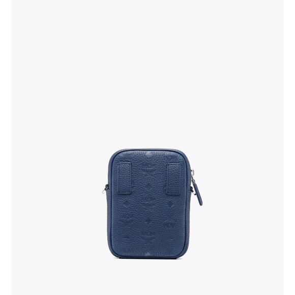 MCM Worldwide Unisex Cobalt Blue Tivitat Crossbody Belt Bag Logo Leather Sling - Picture 3 of 8